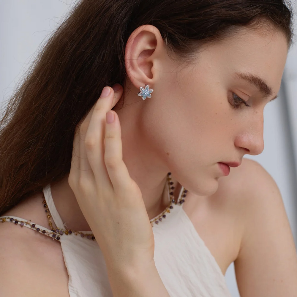 Star Lace Snowflake Earrings-4
